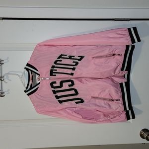 Big girl's black/pink Justice windbreaker jacket